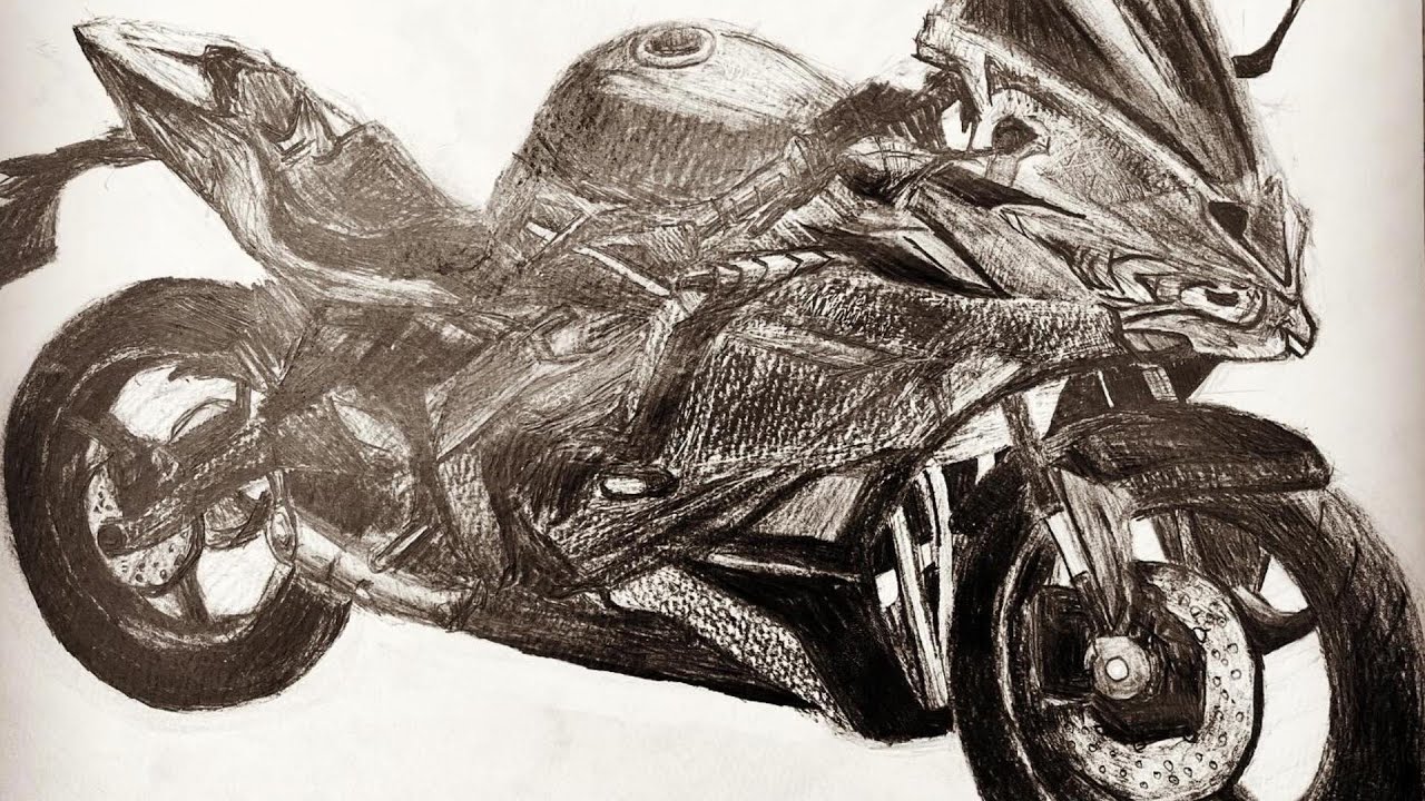 晒します】ZX-25Rをデッサンしたが下手クソすぎて爆笑w【鉛筆画バイク