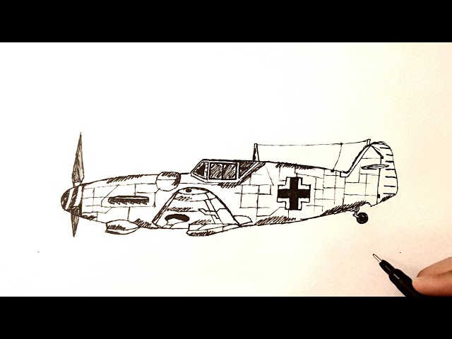 How to draw Messerschmitt bf-109 | only with a ink pen | Easy