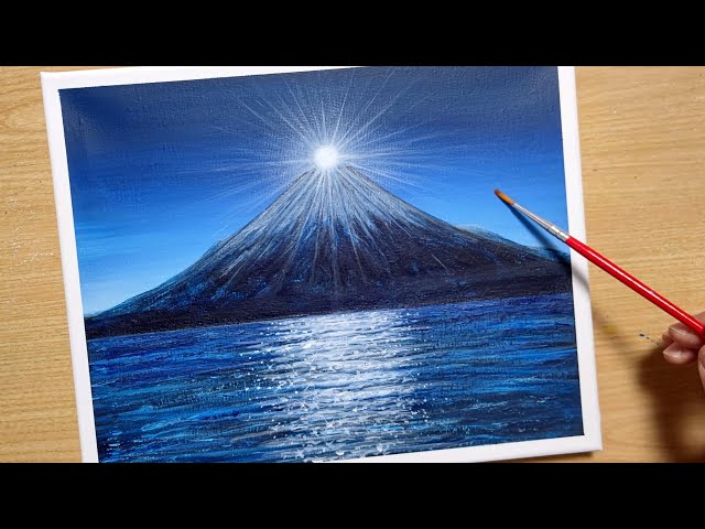 How to draw Diamond Fuji with acrylic paint / Acrylic painting