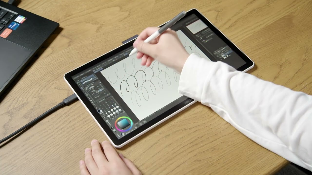 Drawing on the Wacom One 14 drawing display - YouTube