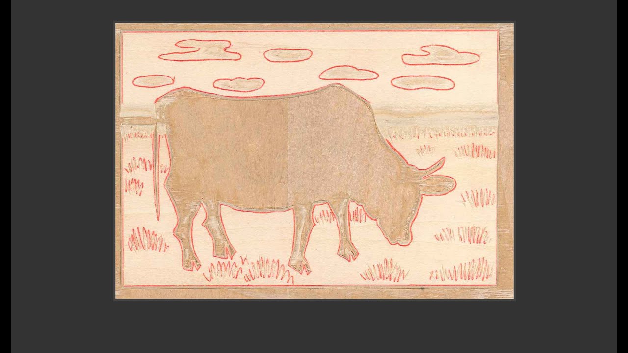 初心者向け プロ直伝「木版画の年賀状（牛）」 ② 彫る - YouTube