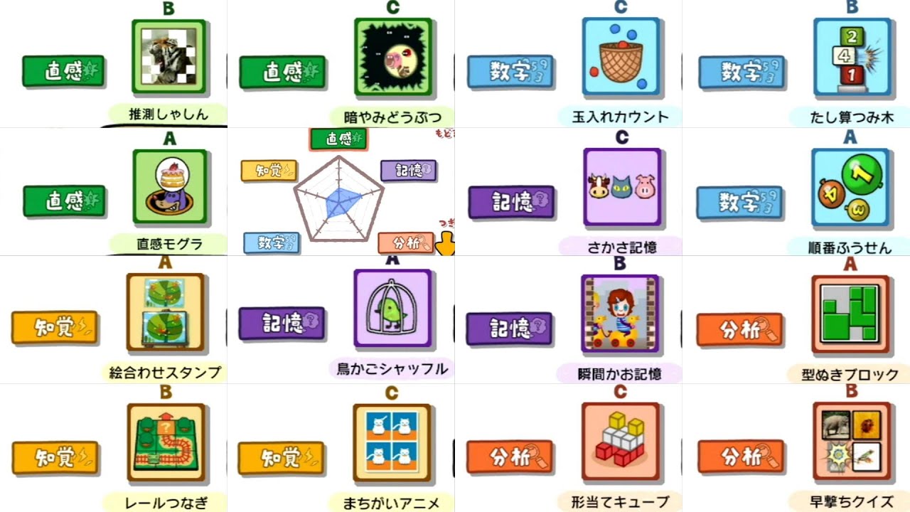 全15種ゲーム総復習 Wiiでやわらかあたま塾 脳トレ - YouTube