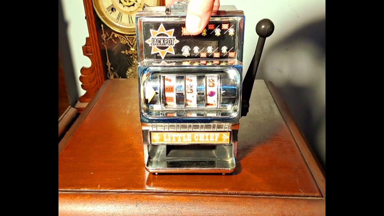 Little Chief Vintage Toy Slot Machine. Made in Japan by Waco. Toy