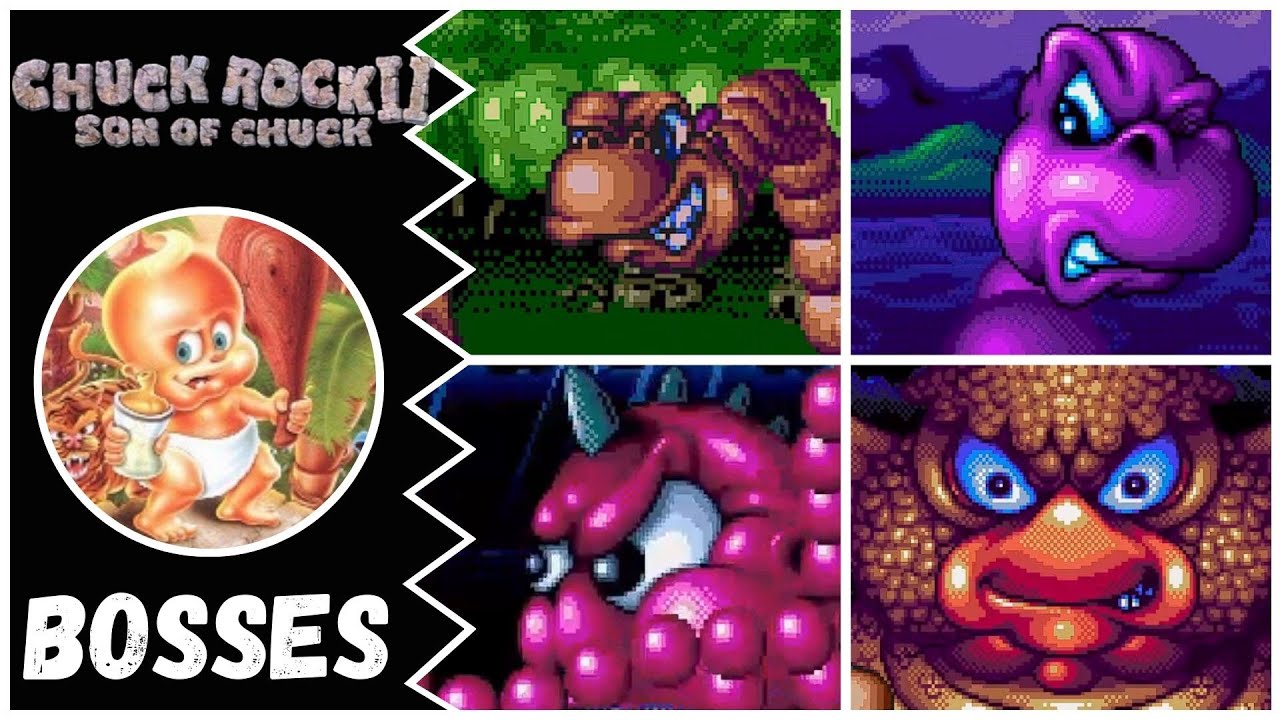 Chuck Rock 2: Son of Chuck - All Bosses (No Damage) // Sega