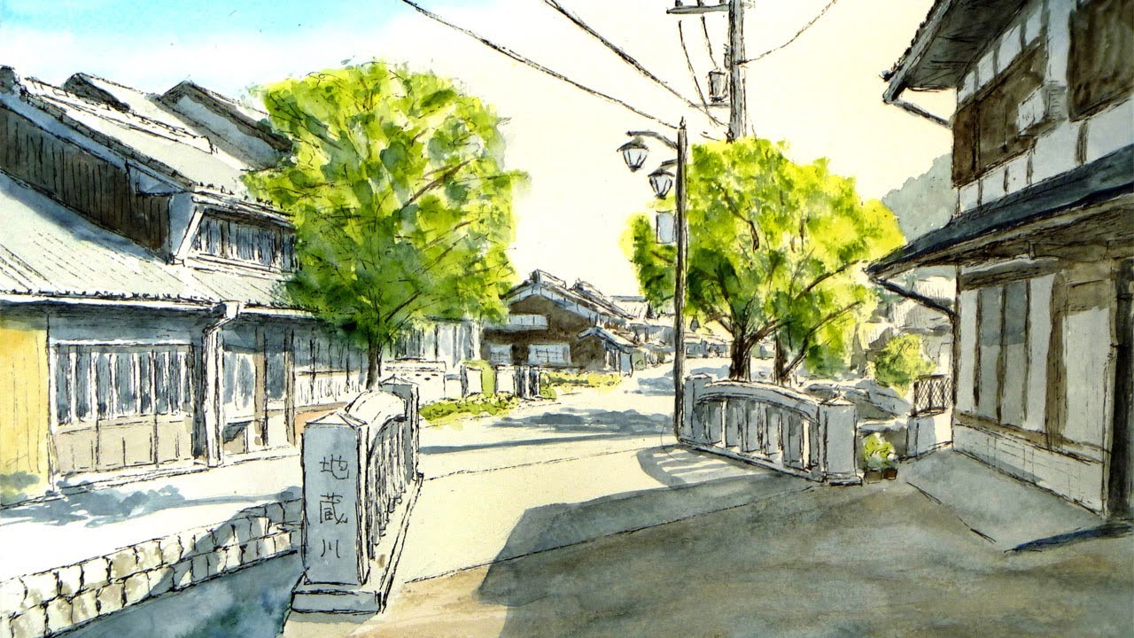 空気を描く』が目標 ／ 滋賀県、中山道・醒井宿 【透明水彩風景画