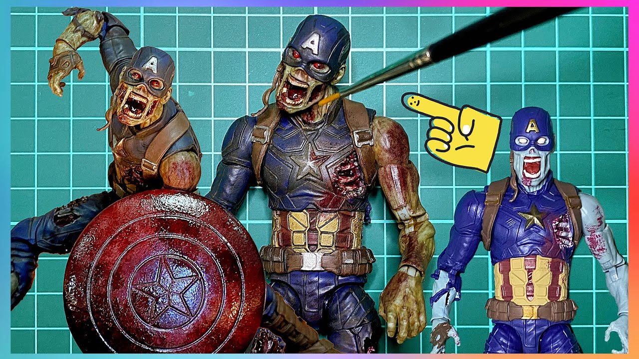 Zombie Captain America figure repainting process! Marvel Legends