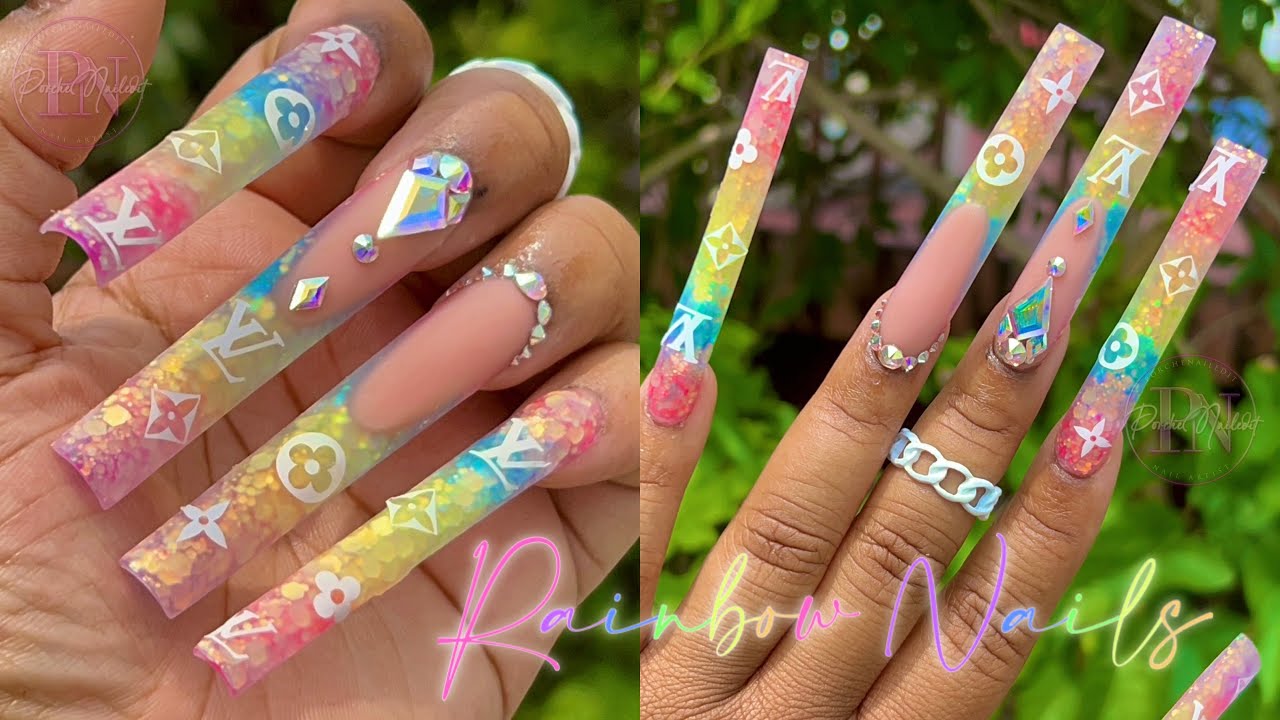 🌈 RAINBOW GLITTER LOUIS VUITTON INSPIRED NAILS ✨ | ANNOUNCING