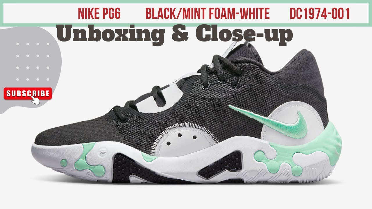 Nike PG6 Black/Mint Foam-White DC1974-001 - YouTube