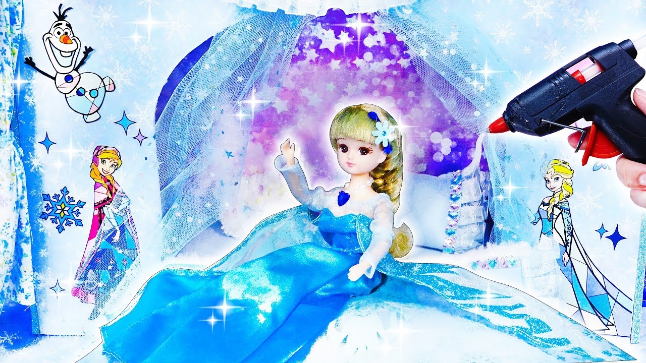DIY Licca-chan Elsa's room♥ Handmade miniature dollhouse with