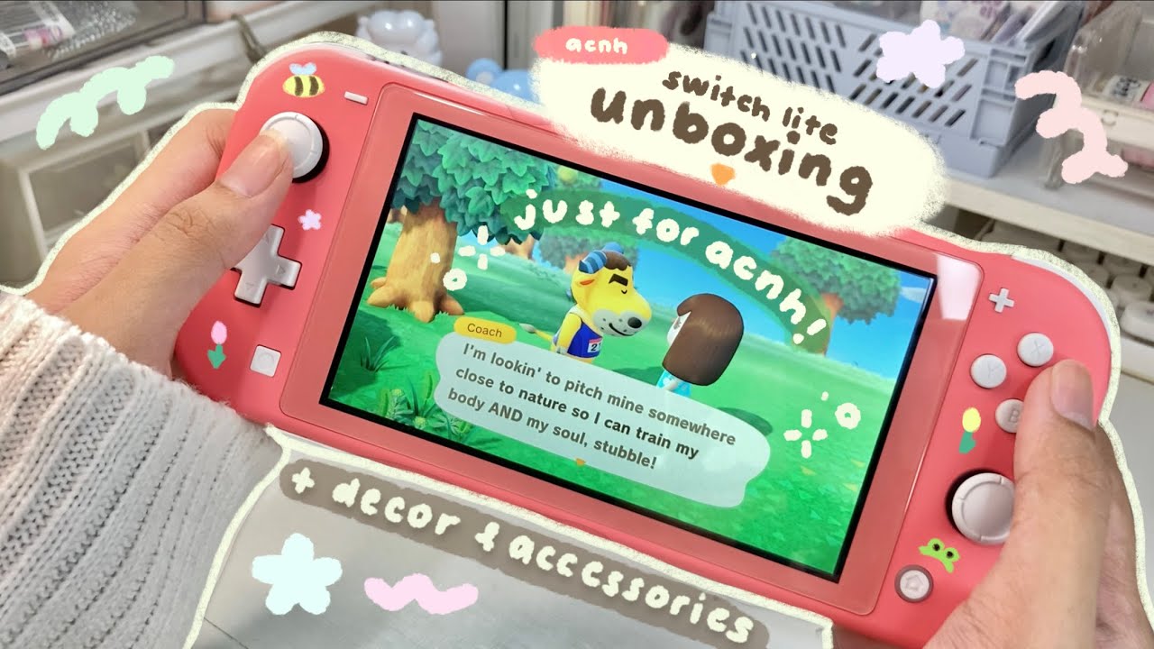⋆𐙚₊˚ unboxing & customizing nintendo switch lite (coral) 🍑 +