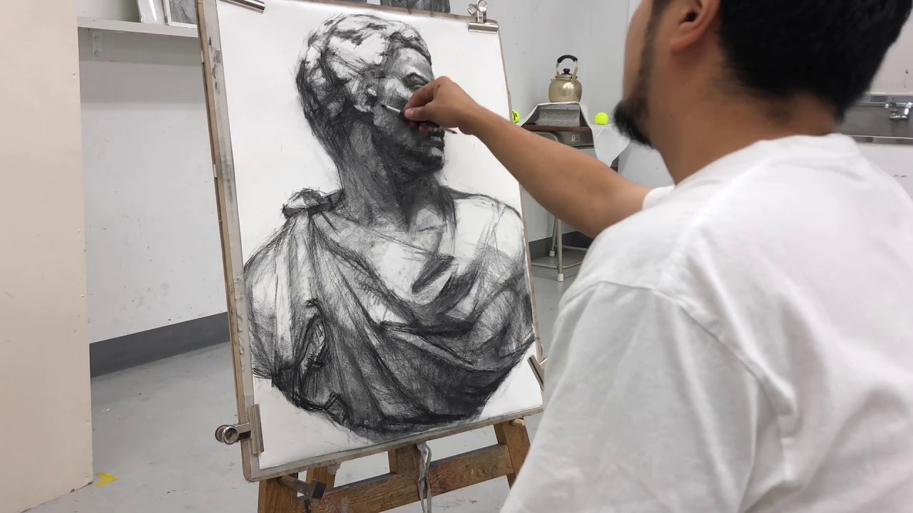 木炭デッサン：ブルータス（2時間） - YouTube
