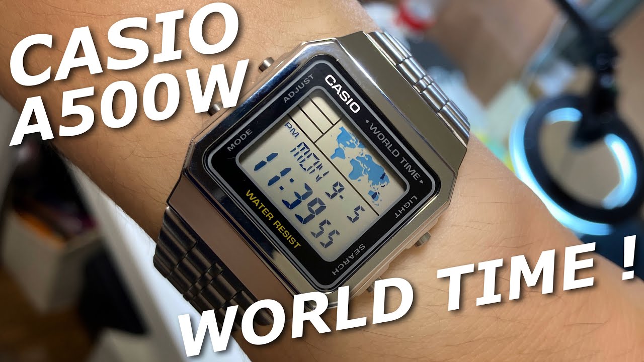 チープカシオA500Wワールドタイム！世界地図を備えたCASIOの全世界対応