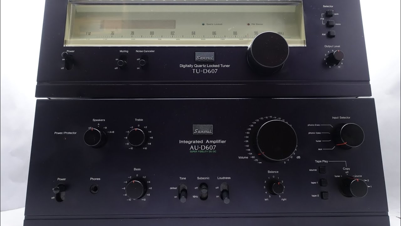 Amplificador Sansui Au D607 + Tuner TU D607 - YouTube