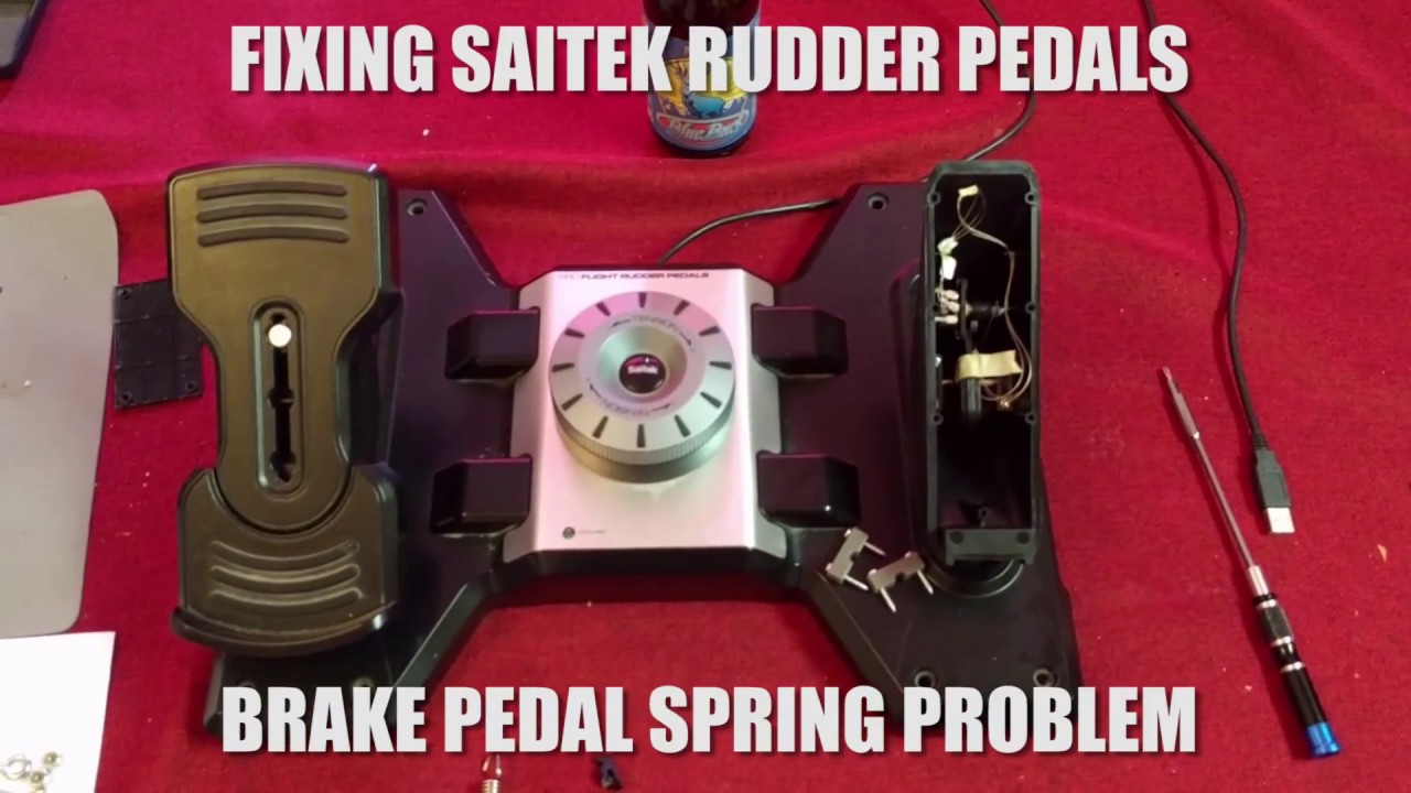 Saitek rudder pedals - repair broken brake spring - YouTube