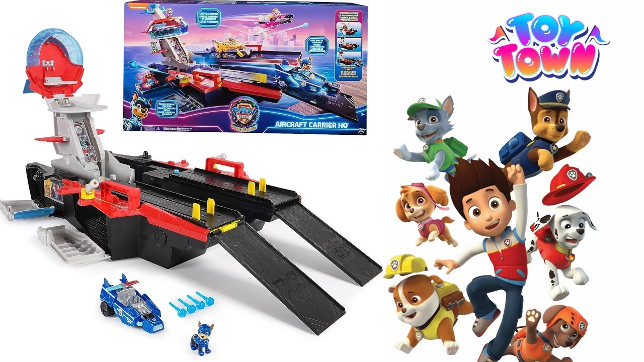 Paw Patrol Aircraft Carrier HQ Unboxing and Play! Feat Marshall