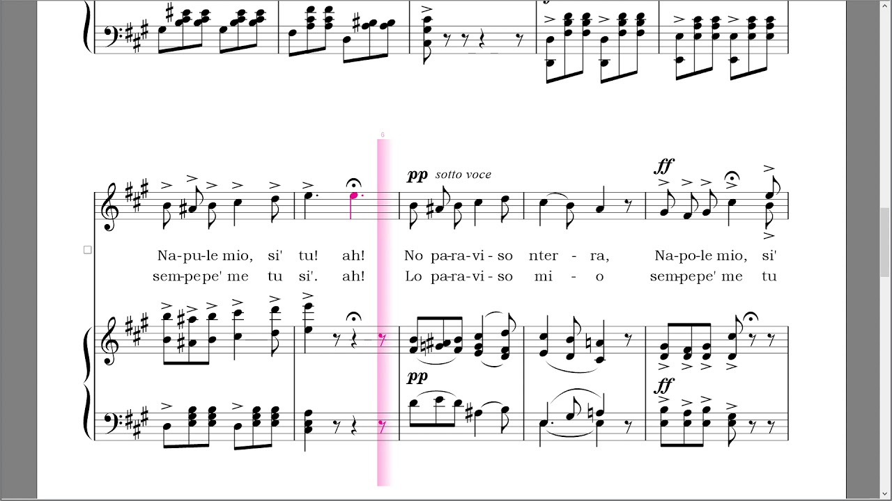 さらばナポリ ADDIO A NAPULE イ長調 A Major ナポリ語1，2番楽譜