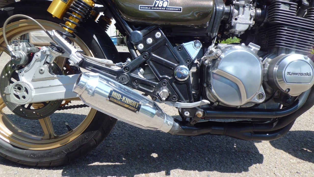KAWASAKIゼファーMID-KNIGHTモナカ直管ショートカチ上げ加工 - YouTube