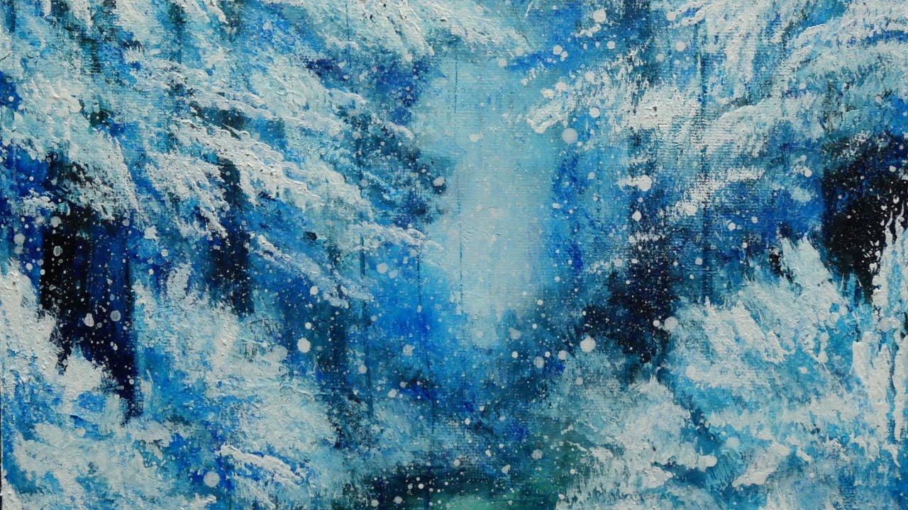 油絵【冬の川】冬景色を描いてみた - YouTube