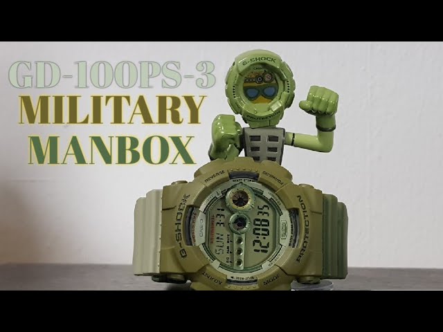 G-Shock GD-100PS-3JR Army Green - Casio Playset Product (unboxing