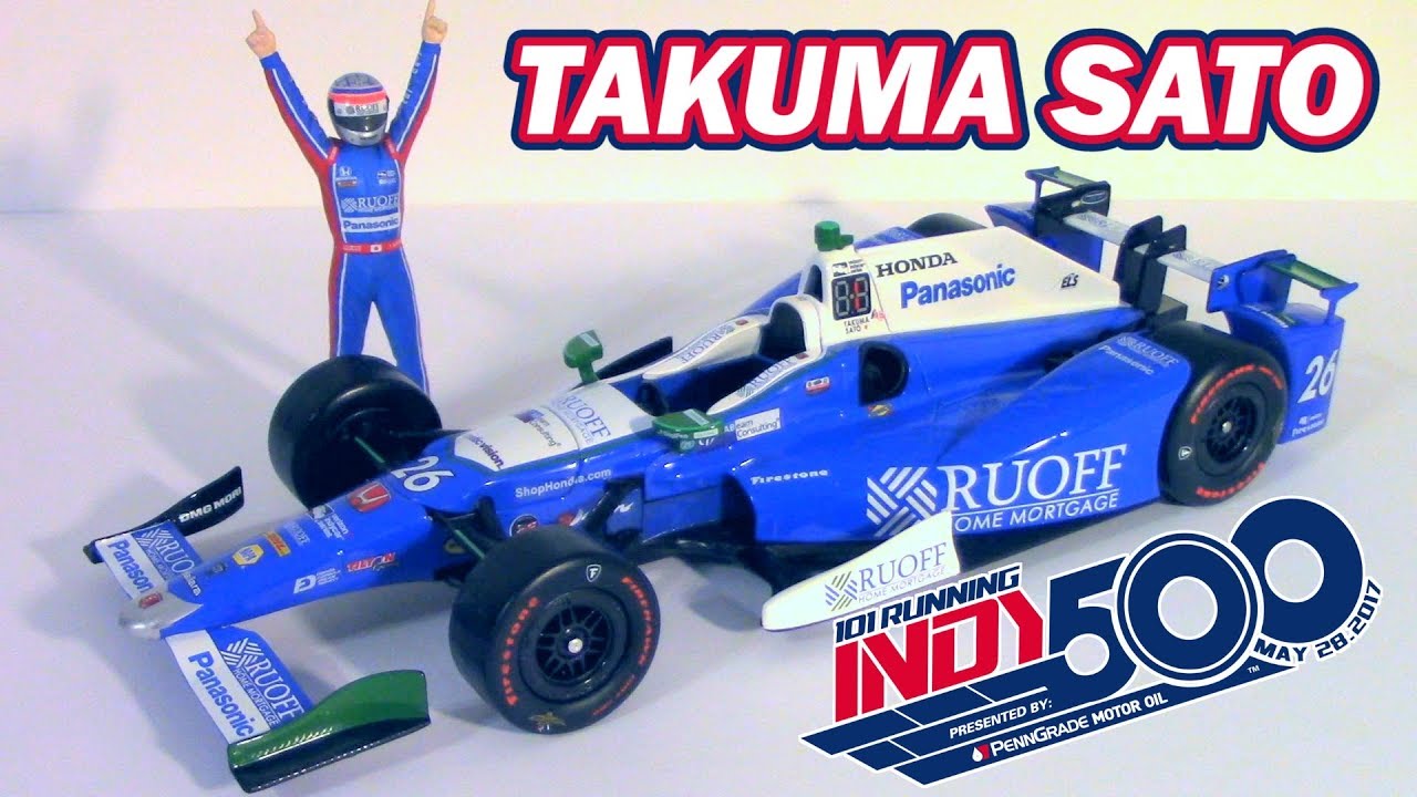 2017 Takuma Sato Indy 500 Winner 1/18 Scale Diecast -w- Figure HD