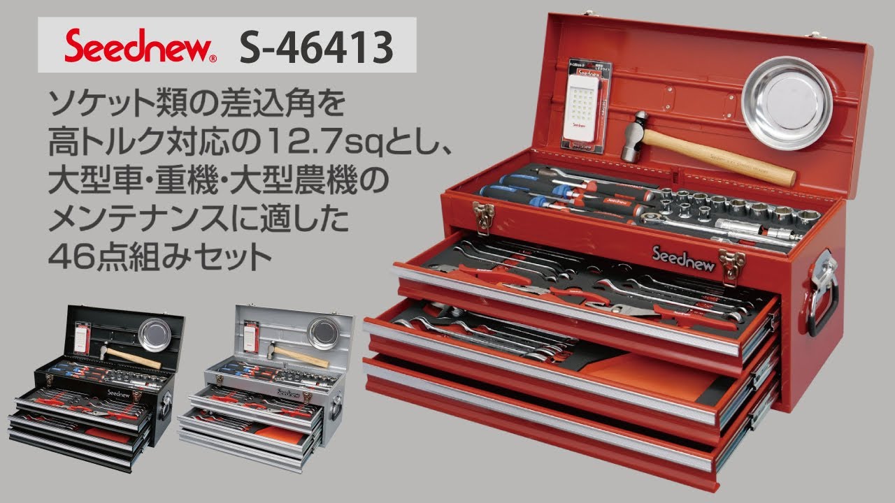 46点組工具セット】ソケット差込角を12.7sqで大型・重機・大型農機の