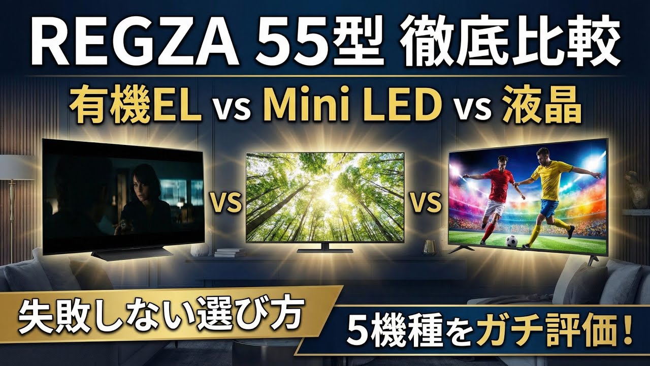 REGZA 55型おすすめ|有機EL X9900R/X8900RとZ875R/Z770R/M550Rを徹底