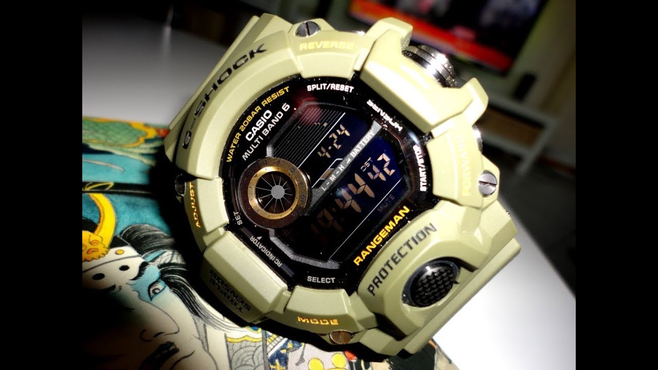 Casio G Shock watch GW 9400 3ER Rangeman olive green! Unboxing by