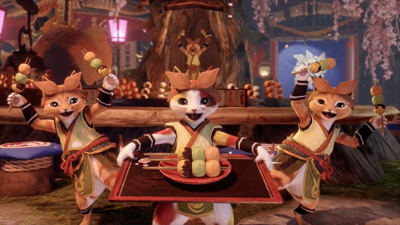 猫ちゃん(アイルー)による、団子料理演出(集会所&里内) 【モンハン