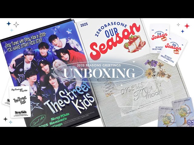 unboxing 2025 season's greetings ✧ stray kids, zerobaseone, oneus