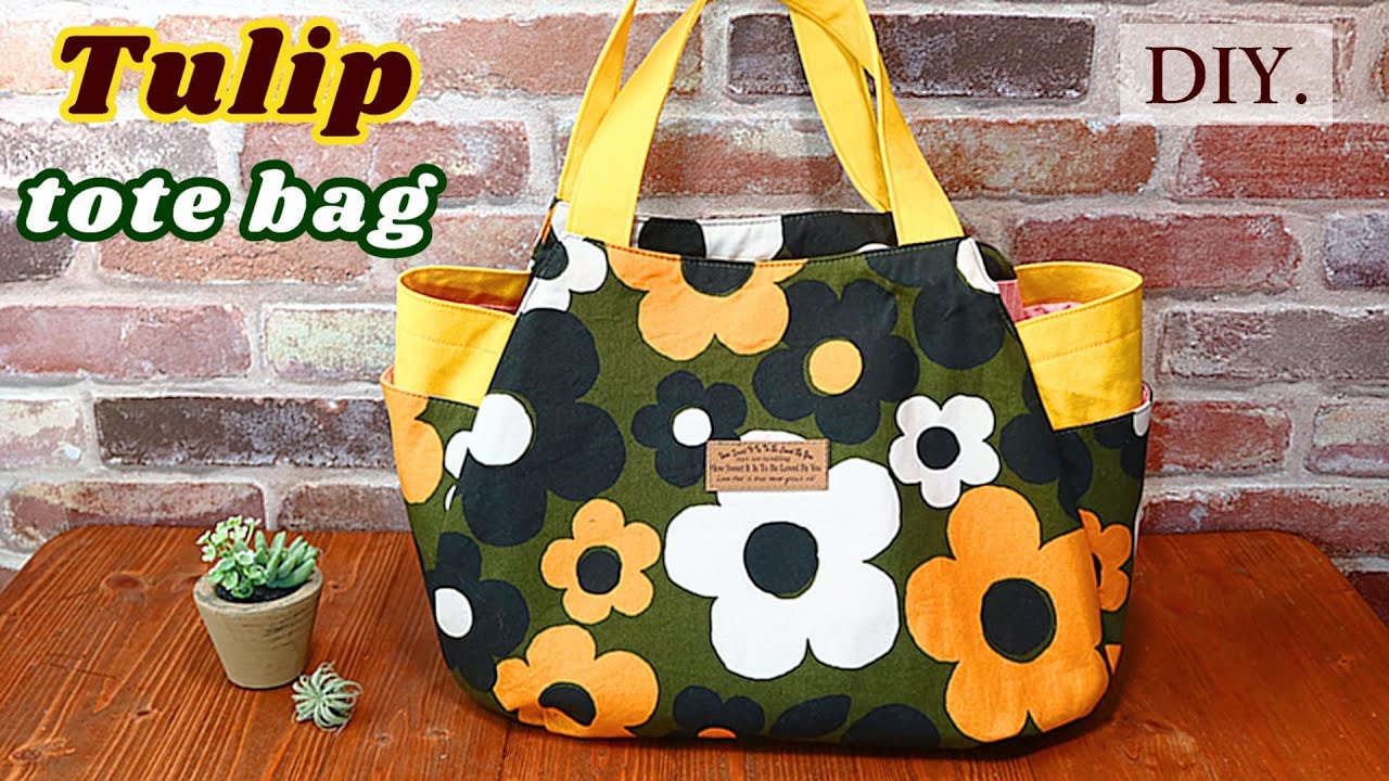 チューリップ トートバッグ】-Tulip tote bag- DIY.サイドポケットの