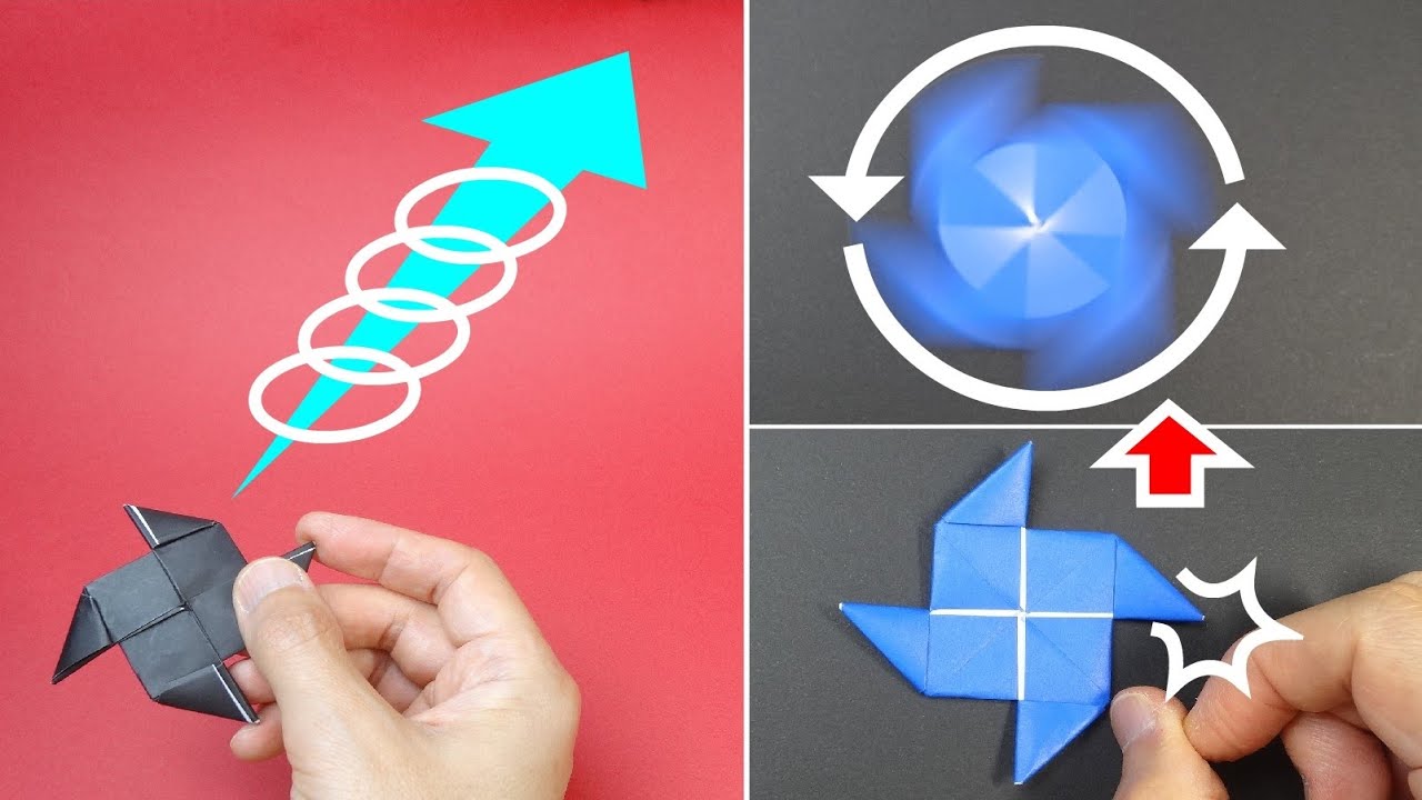 折り紙おもちゃ「くるビュン手裏剣」Origami Toy 