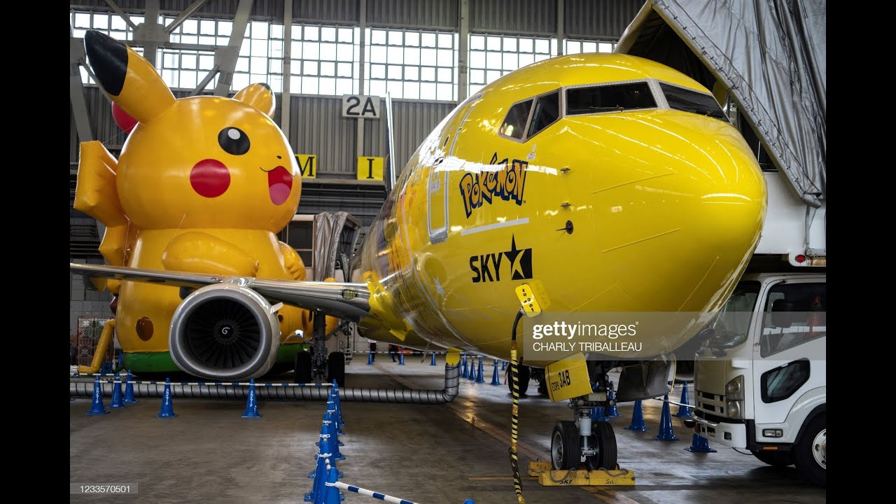 SKYMARK Airline - Pikachu 737-800 [JA73AB] - YouTube