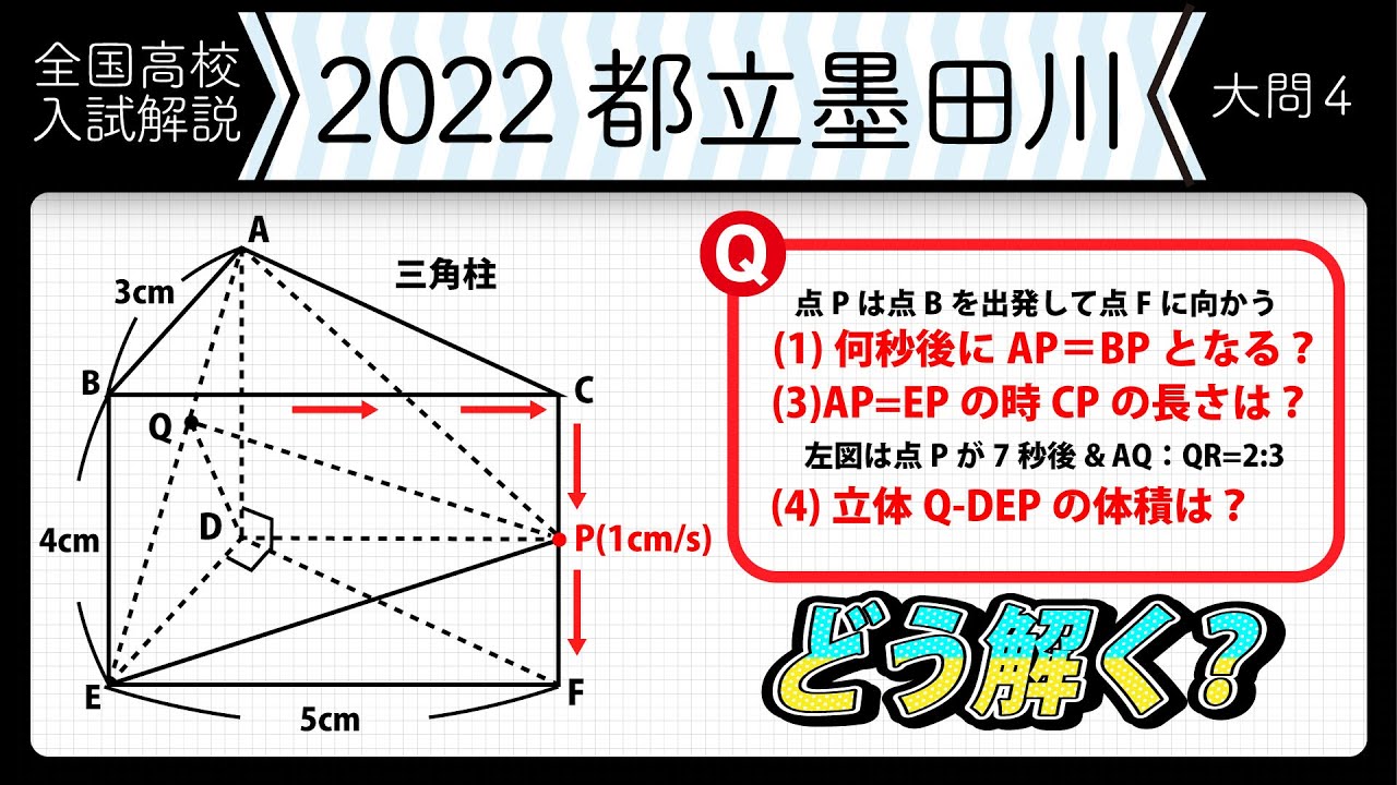2022年全国高校入試数学解説】東京都立 墨田川 大問4 高校入試 高校