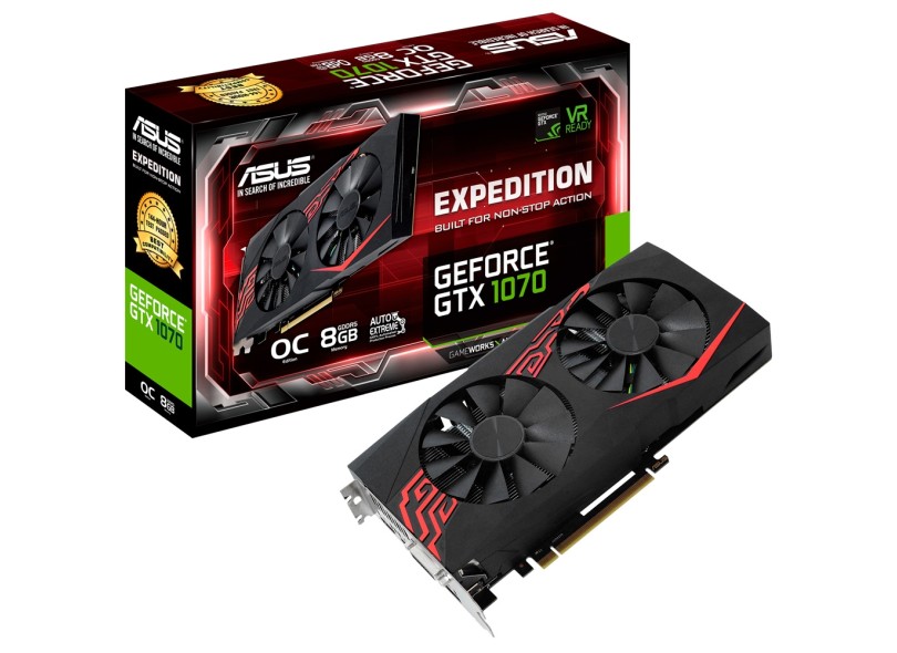 Placa de Video NVIDIA GeForce GTX 1070 8 GB GDDR5 256 Bits Asus EX
