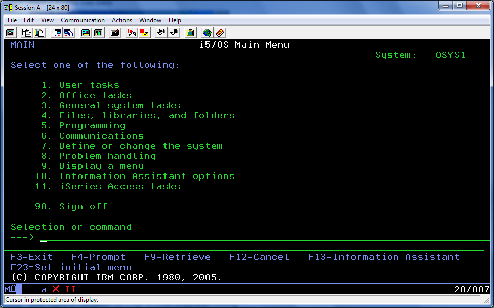 Overview of IBM green screen (5250 Terminal) - AS400 ISeries IBM
