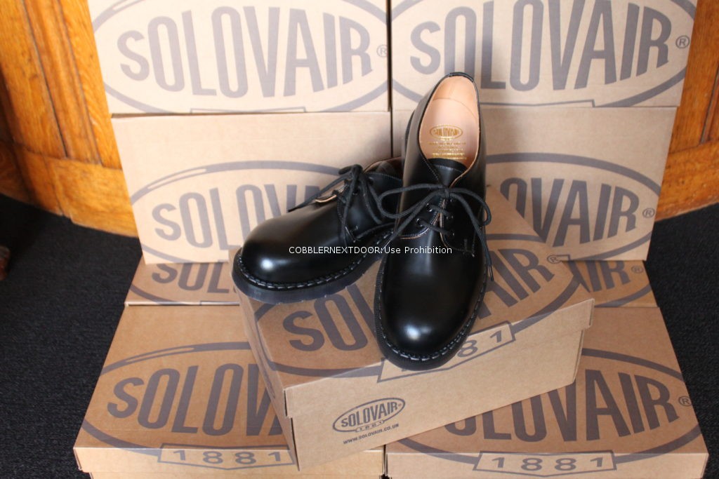 Solovair別注 プレーントゥ3ホール ブラック / スチールトゥ3ホール