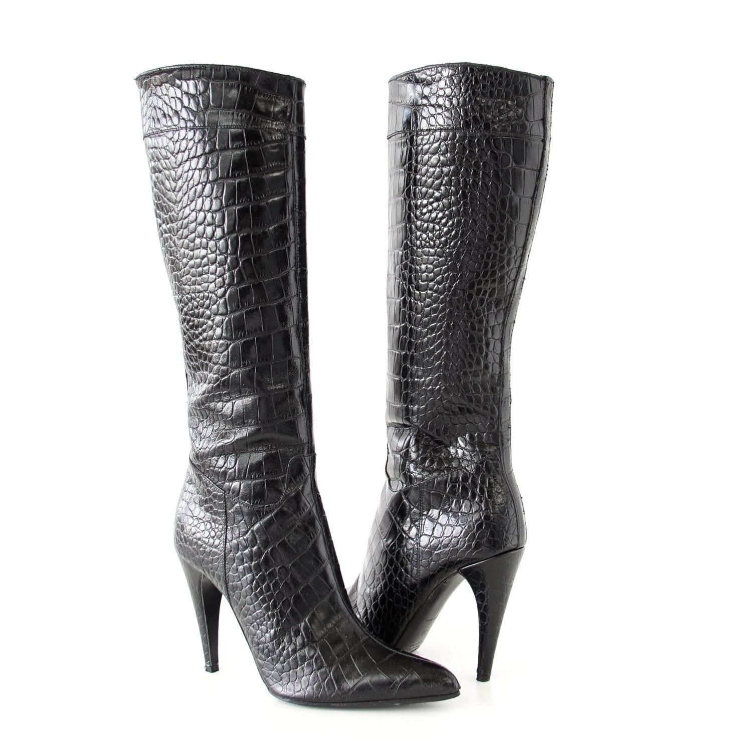 Prada Black Crocodile Boot – Vintage Knee-High Luxury