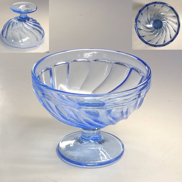 青ガラスアイスクリームカップR8989 : 昭和レトロ食器雑貨通販