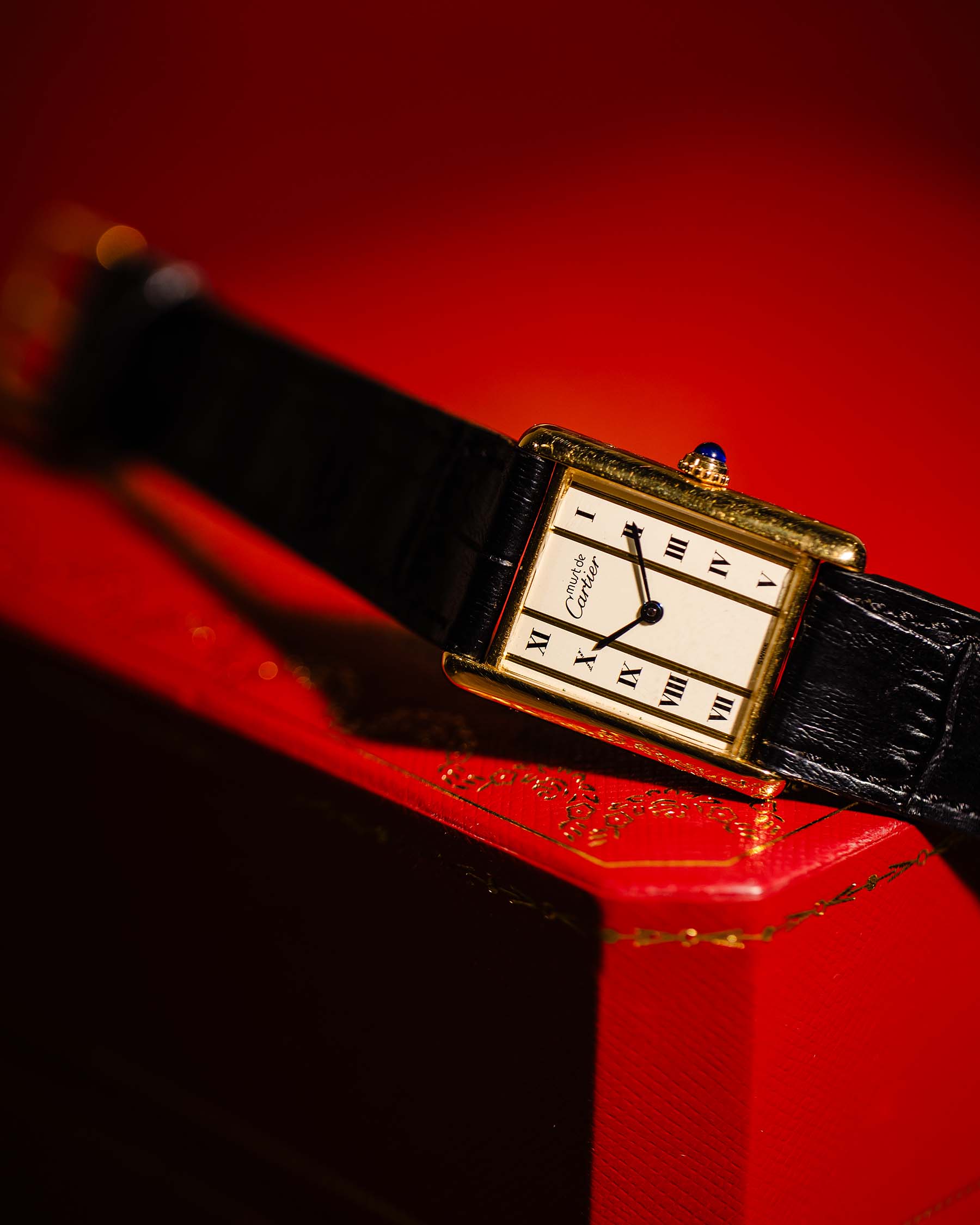 Cartier Tank Louis Man's Vermeil Quartz Roman Column Dial