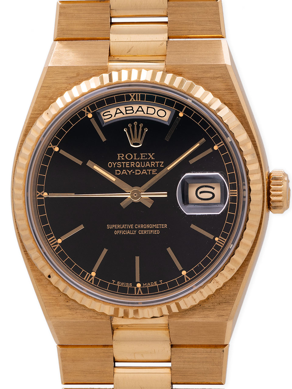 Rolex 18K YG Oyster Quartz Day Date ref 19018 circa 1980