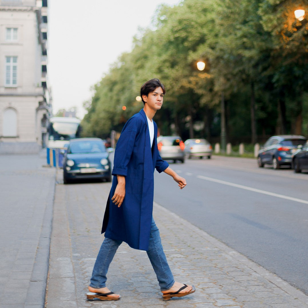 深まる藍色「旅する久留米絣羽織り」JAPAN BLUE・天然藍染め・綿100