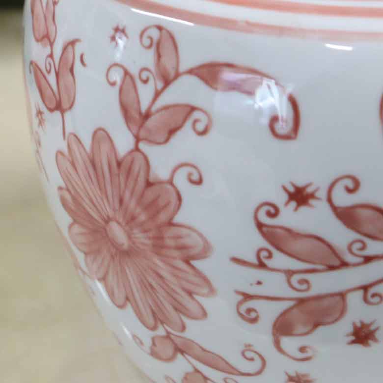 水鉢 ピンク 花柄 7号 ミニ火鉢 鉢カバー プランターカバー – 輸入家具