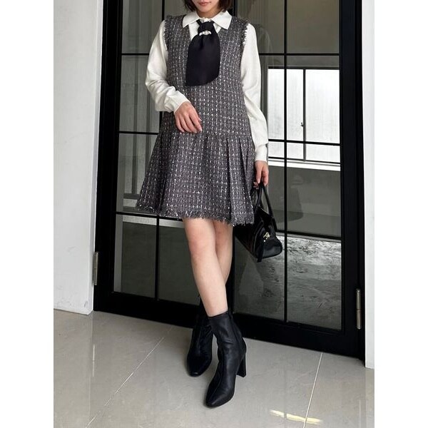 Vネックツイードジャンスカ【カンヘウォン着用】 | スナイデル(SNIDEL