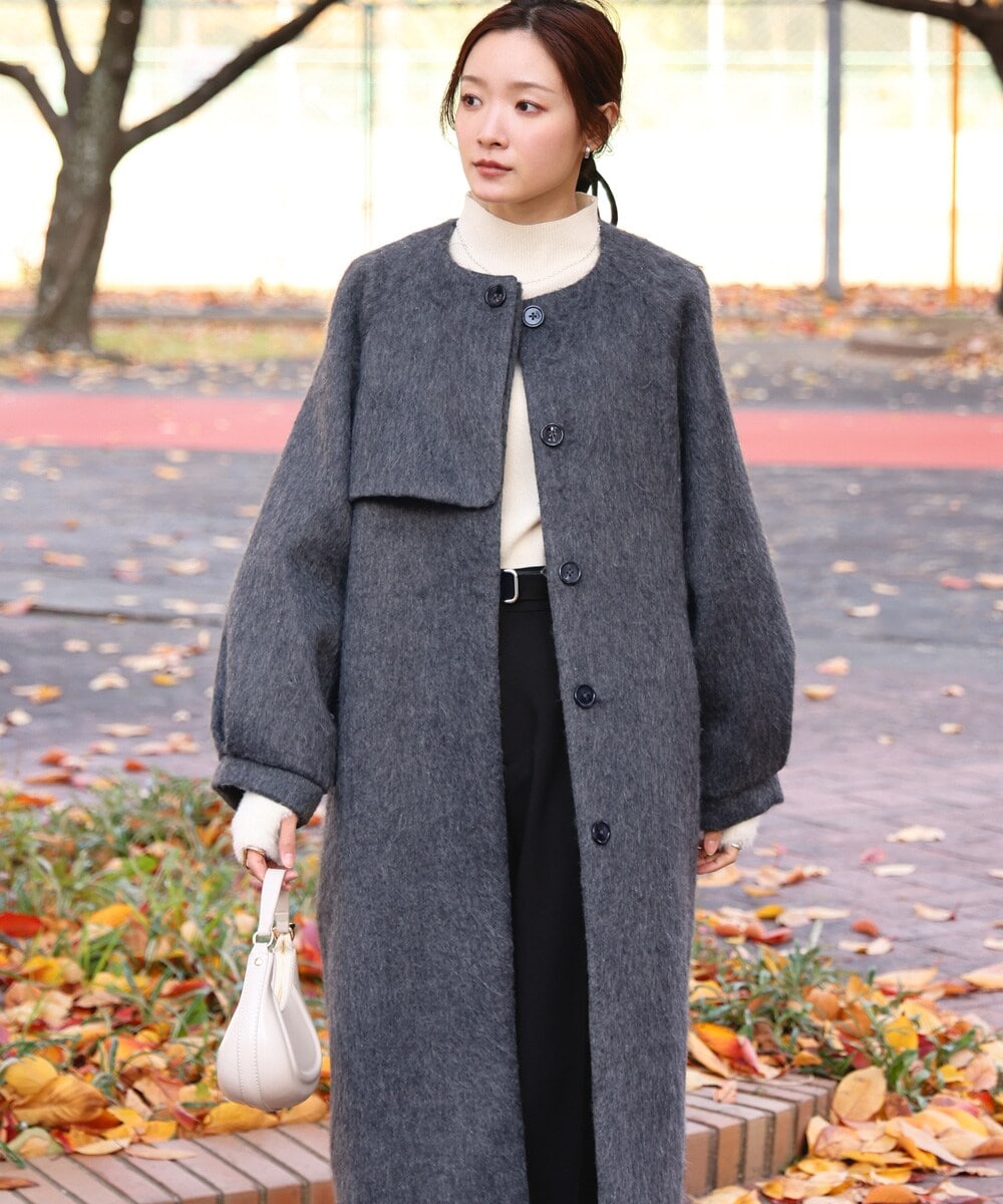 シャギーノーカラーロングコート | バブ(Bab) | マルイウェブチャネル