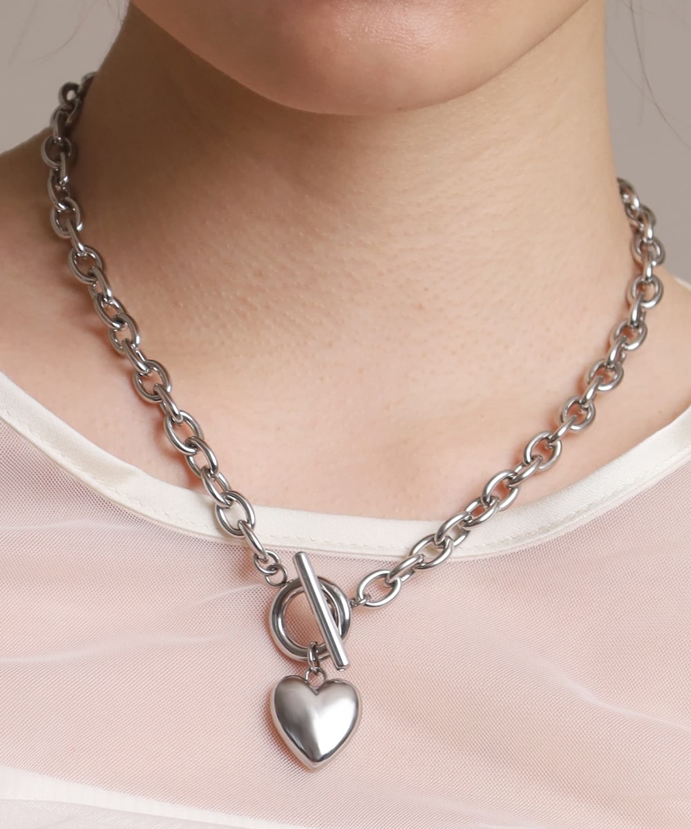LHME ポイントハートチャンキーチェーンネックレス/シルバー