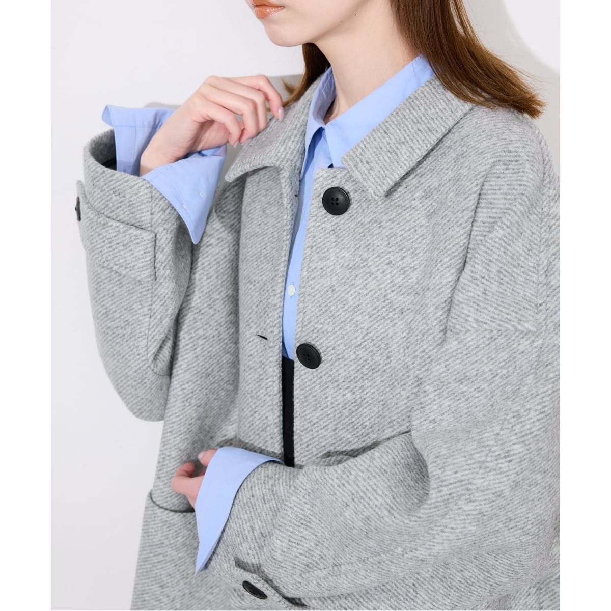 ツイードボンディングステンカラーショートコート | スローブ イエナ