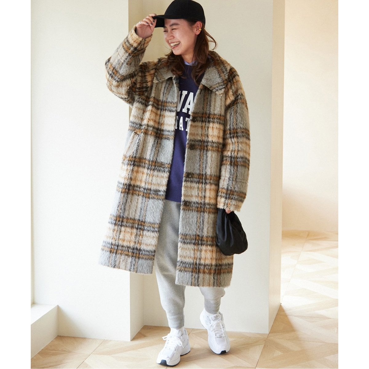 シャギーチェックステンカラーコート | ジャーナルスタンダード