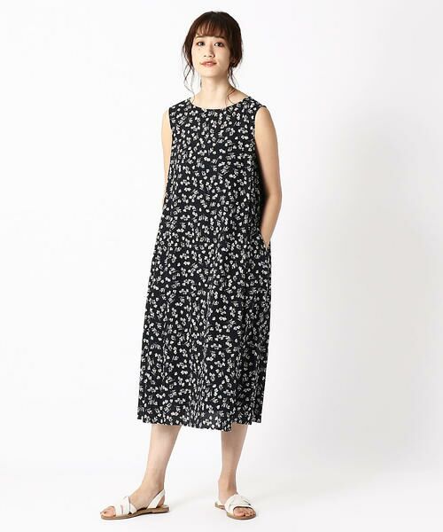 セール】 【一部店舗限定】 フラワープリント ノースリーブ ワンピース