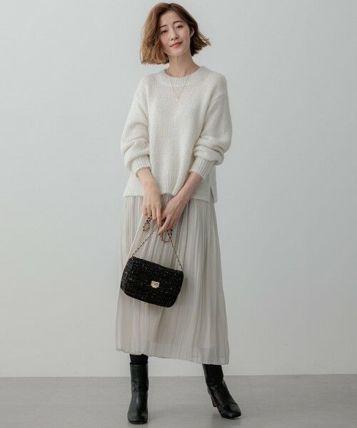 セール】 【Oggi2月号掲載/洗える】スパングル クルーネック ニット