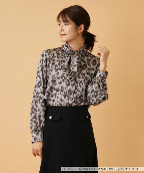 セール】 レオパード柄ボウタイブラウス （シャツ・ブラウス